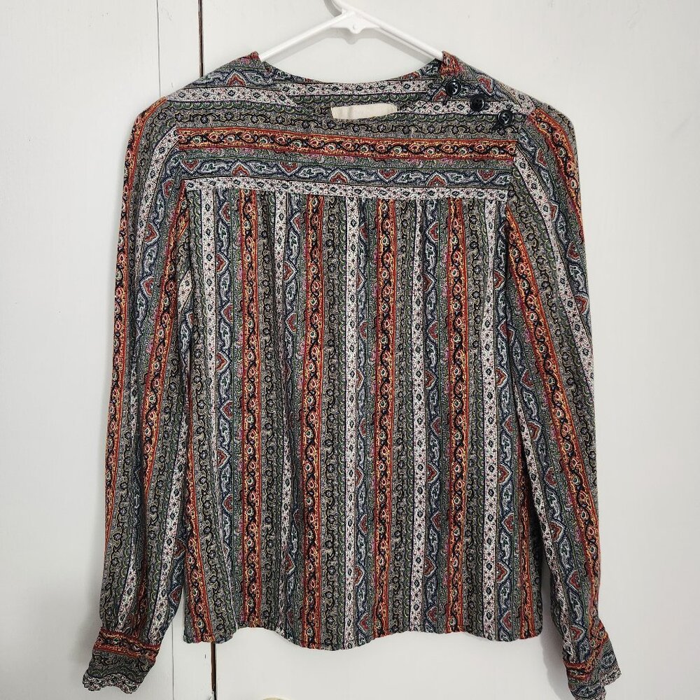 Oscar De La Renta Paisley Long Sleeve Blouse Girls Size 10